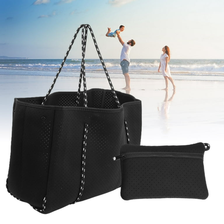 Womens Tote, Versatile Style Neoprene Beach Bag, For Office Family Studio  Travel Black 
