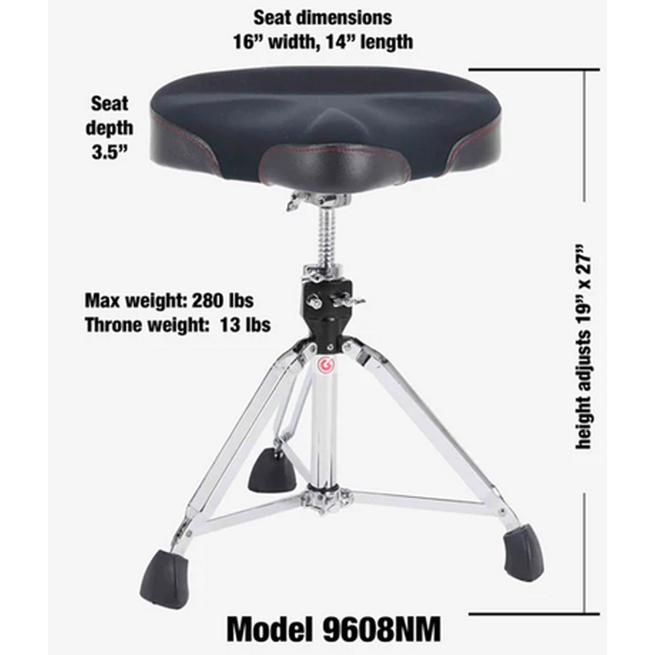 Gibraltar 9000 Series 16.5" Neo Saddle Drum Throne