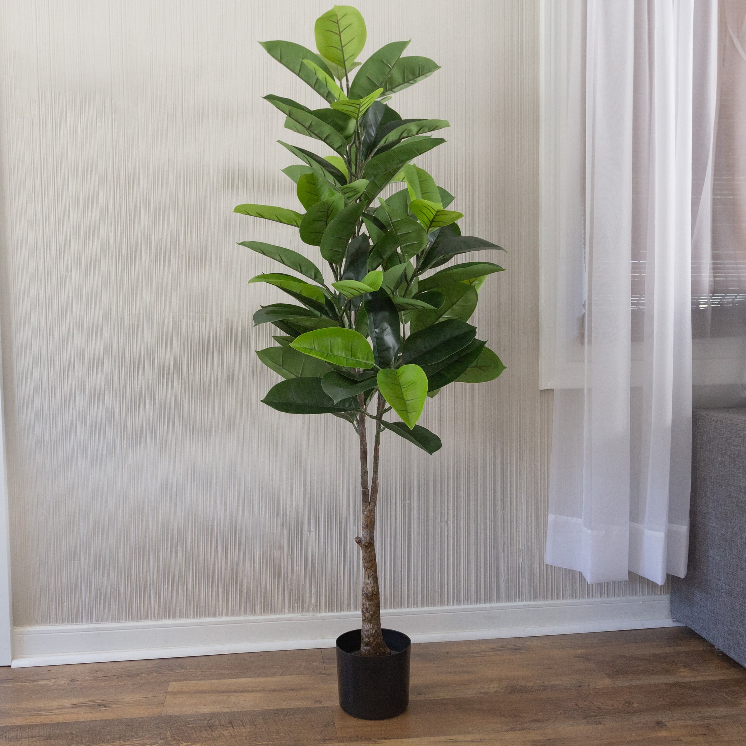 Pure Garden 51" Artificial Rubber Plant in Pot