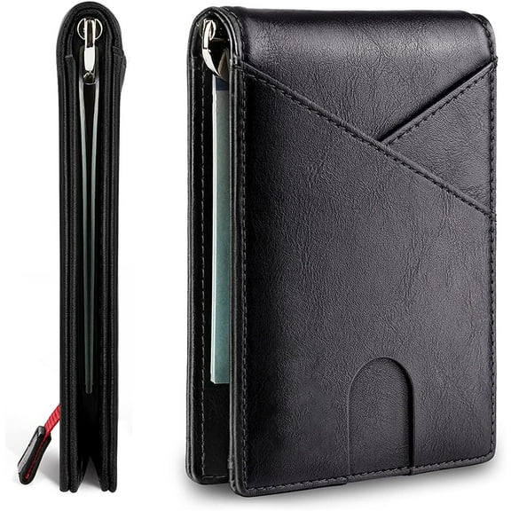Men's Slim Wallet With RFID Blocking, Anti-theft Men’s Wallet,Slim Leather Bifold Card Holder with Money Clip