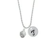 thumbnail image 2 of Delight Jewelry Silvertone Raised Flowers with Clear Crystals on Barrel Spinner Silvertone Script Initial Disc - F - Charm Necklace, 20"+3", 2 of 4