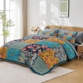 thumbnail image 3 of Quilt Set  Size, Rustic Patchwork  3 count Soft Bed Cover Bedding Set,  Turquoise Lightweight Bedspread Coverlet with 2 Pillow Shams for  Season, 3 of 7
