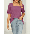 thumbnail image 2 of SIEANE 2023 Women’s Tops Casual Puff Short-Sleeve Basic Tunic Tee Square Neck T Shirts Loose Fit, 2 of 5