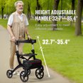thumbnail image 3 of VEVOR Déambulateur Pliant pour Aînés et Adultes, Déambulateur Roulant en Aluminium Léger avec Siège et Poignée Réglable, Déambulateur de Mobilité Extérieure à 4 Roues avec Sac de Rangement Spacieux, Capacité de 300LBS, 3 of 9