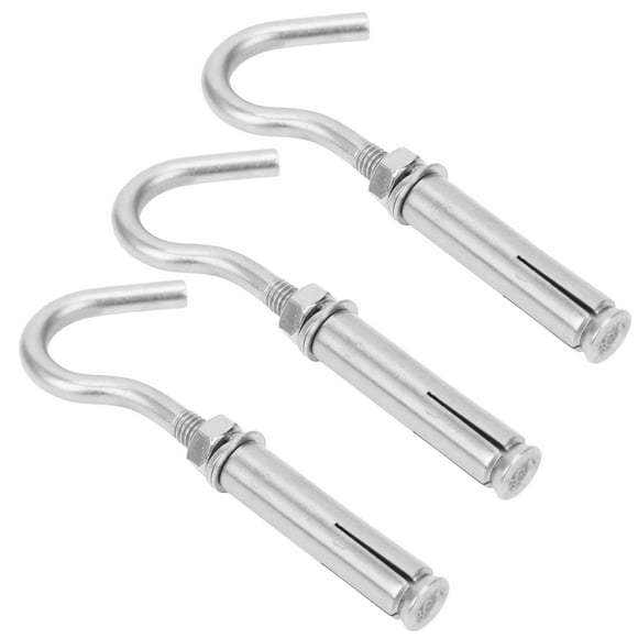 Qiilu 10Pcs M6 Expansion Screw Hook Stainless Steel Wall Concrete Brick Fastener HQ
