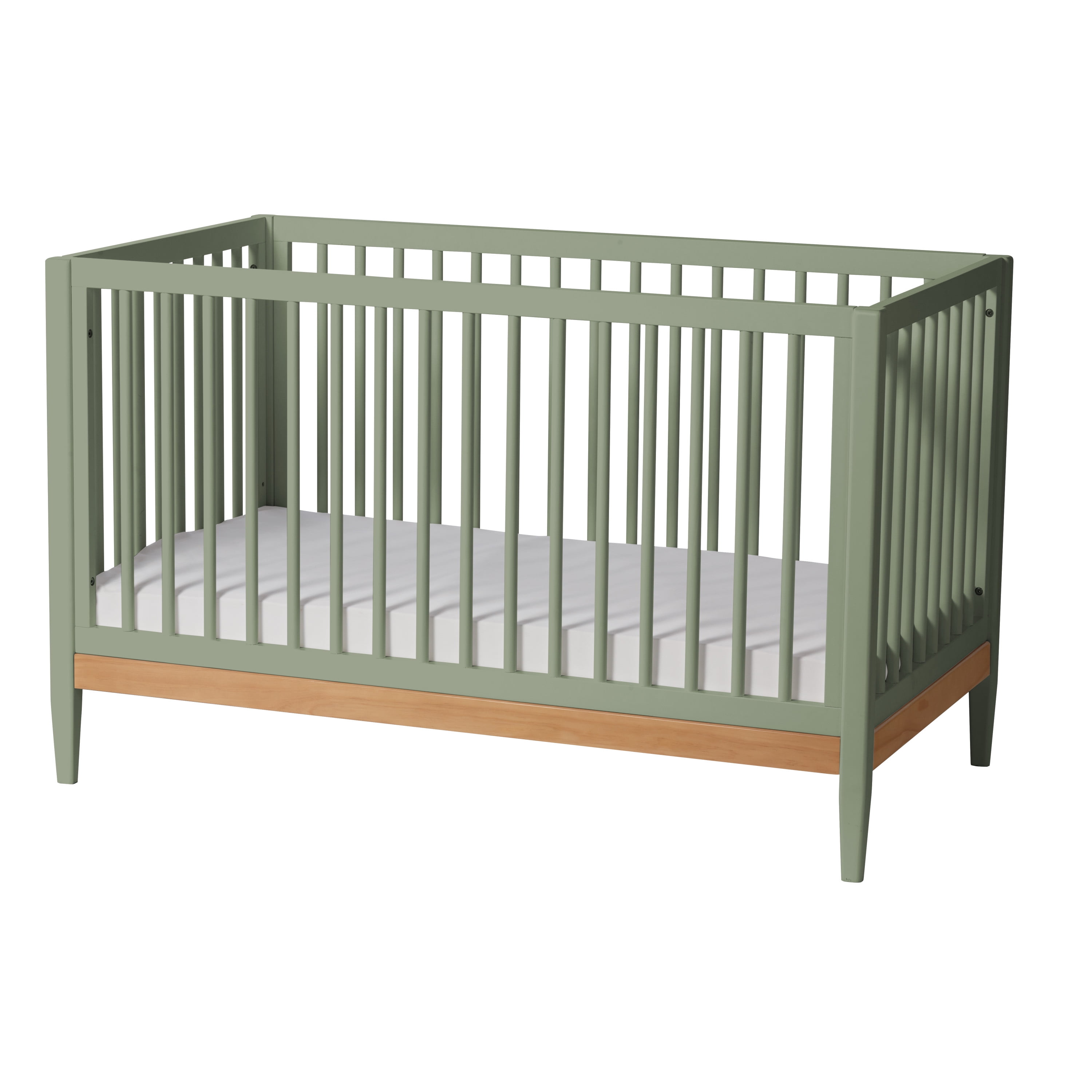 Little Seeds Clover 4-in-1 Convertible Baby Crib, Grove Green/Natural