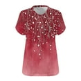 thumbnail image 5 of Staron Summer T-Shirts for Women Plus Size V-Neck Casual Vintage Print Short Sleeve Loose Basic Tee, Red 4XL, 5 of 5