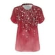 thumbnail image 5 of Camisetas Casuales de las Mujeres Más Tamaño V-Cuello Impresión Manga Corta Color Sólido Base de Verano Superior, Ligero para Diario, 5 of 9