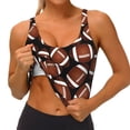 thumbnail image 3 of Picia Brown Football On Black Sports Bra for Women,Padded Strappy Sports Bras Medium Support Yoga Bra with Removable Cups,Running Yoga Bra-Medium, 3 of 9