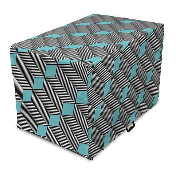 Abstract Dog Crate Cover, Modern Print of Diagonal Zigzags and Diamond Shapes, Easy to Use Pet Kennel Cover Small Dogs Puppies Kittens, 7 Sizes, Seafoam Grey, by Ambesonne