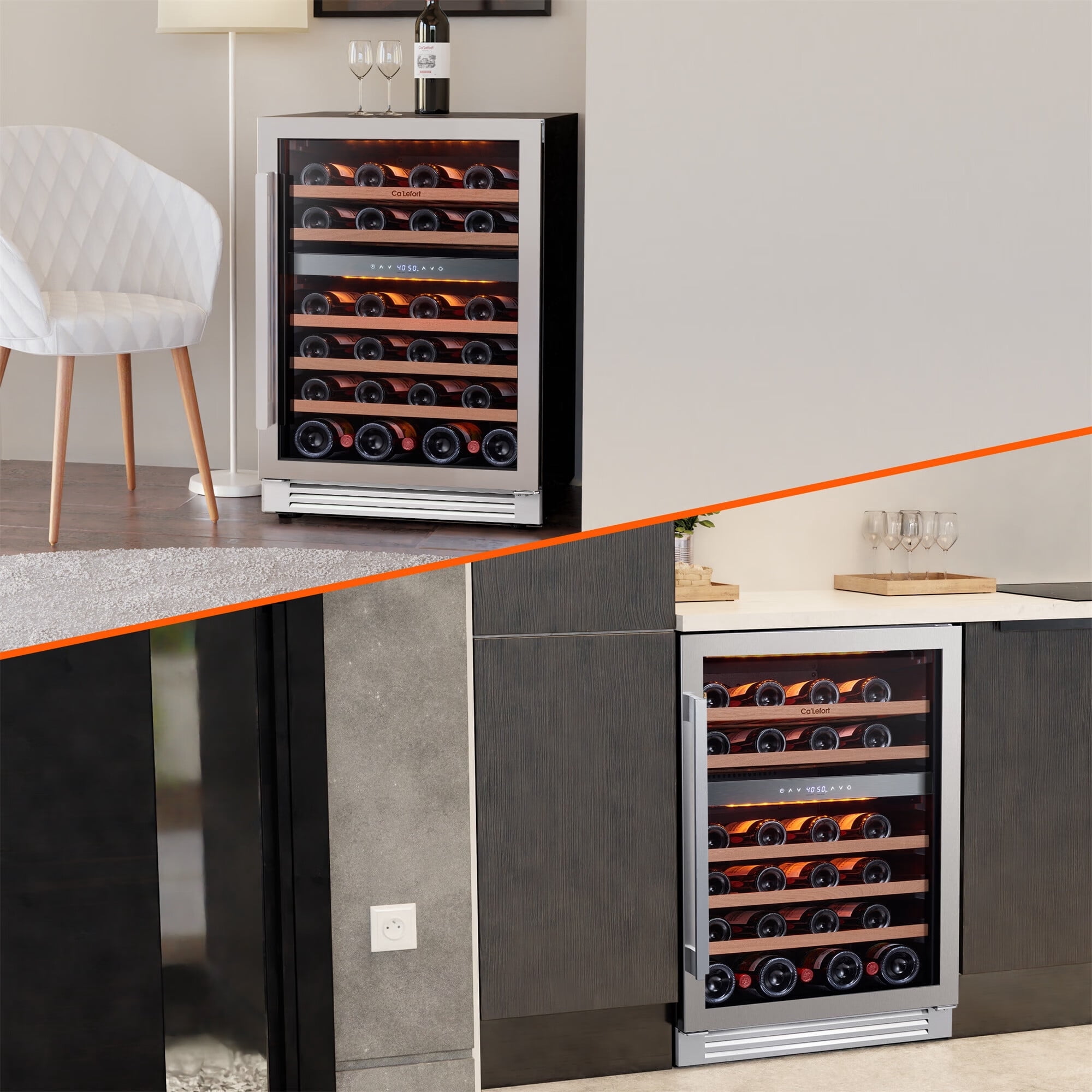 Ca'Lefort 24Inch Wine Cooler Refrigerator,46 Bottle Built in Wine Fridge Dual Zone for Home Office