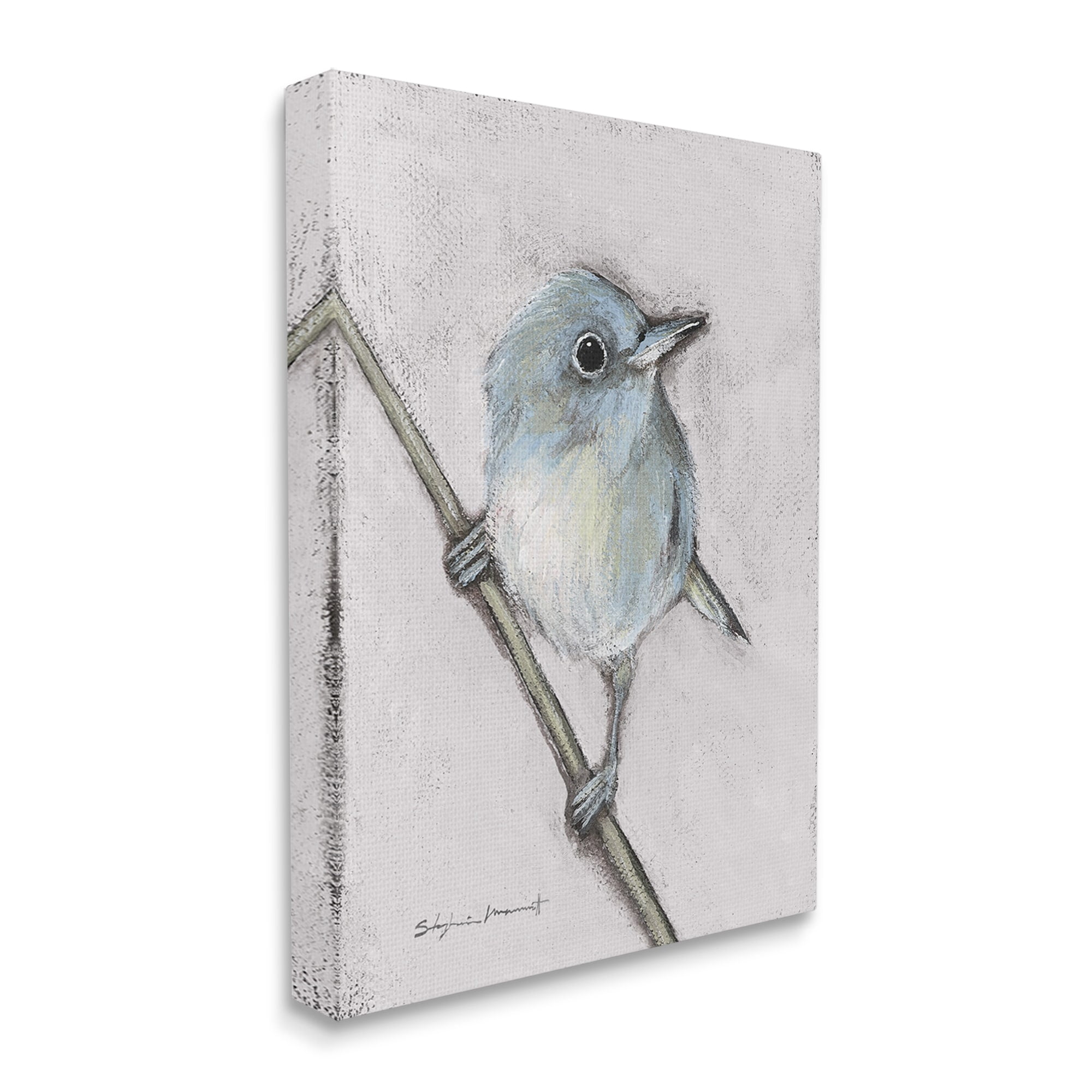 Stupell Wildlife Perched Bird Painting Animals & Insects Painting Gallery Wrapped Canvas Print Wall Art