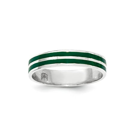 Green Enamel Rose - Roy Rose Jewelry Sterling Silver Polished Green Enamel Ring