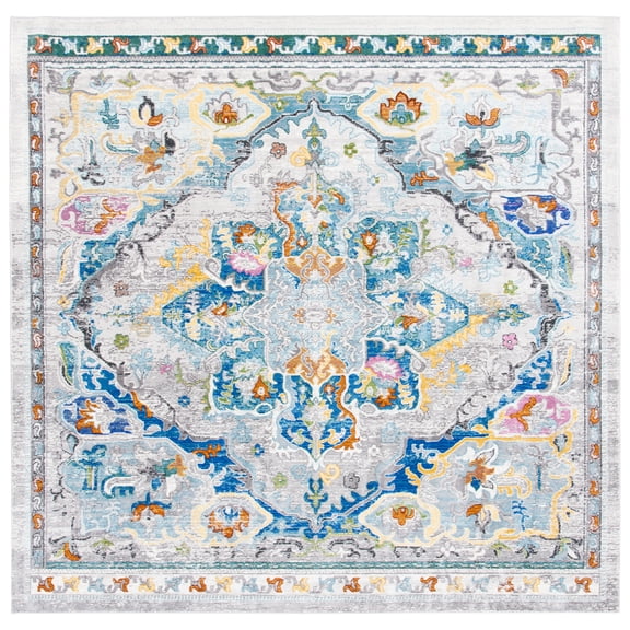 SAFAVIEH Aria Donnchad Oriental Area Rug, Grey/Blue, 6'5" x 6'5" Square