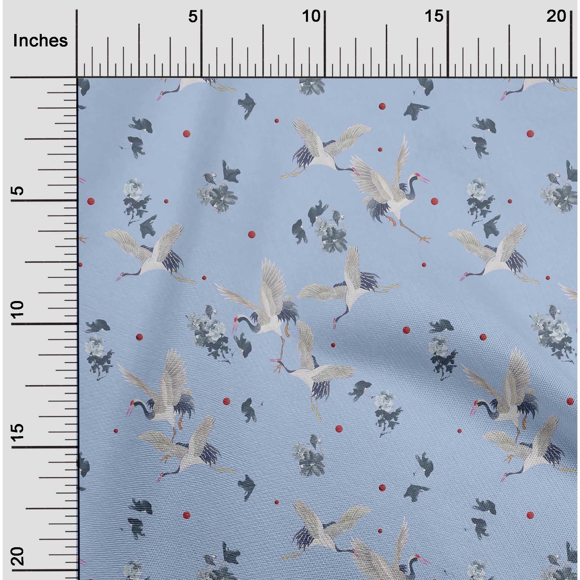 oneOone Cotton Cambric Fabric Dot|Floral & Stork Bird Decor Fabric Printed BTY 56 Inch Wide