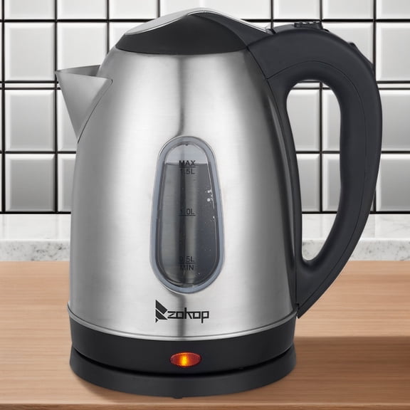 1.5L Stainless Steel Electric Water Kettle 120V 1200W US Standard Plug with Visible Water Level Window (Same Code:00574412)
