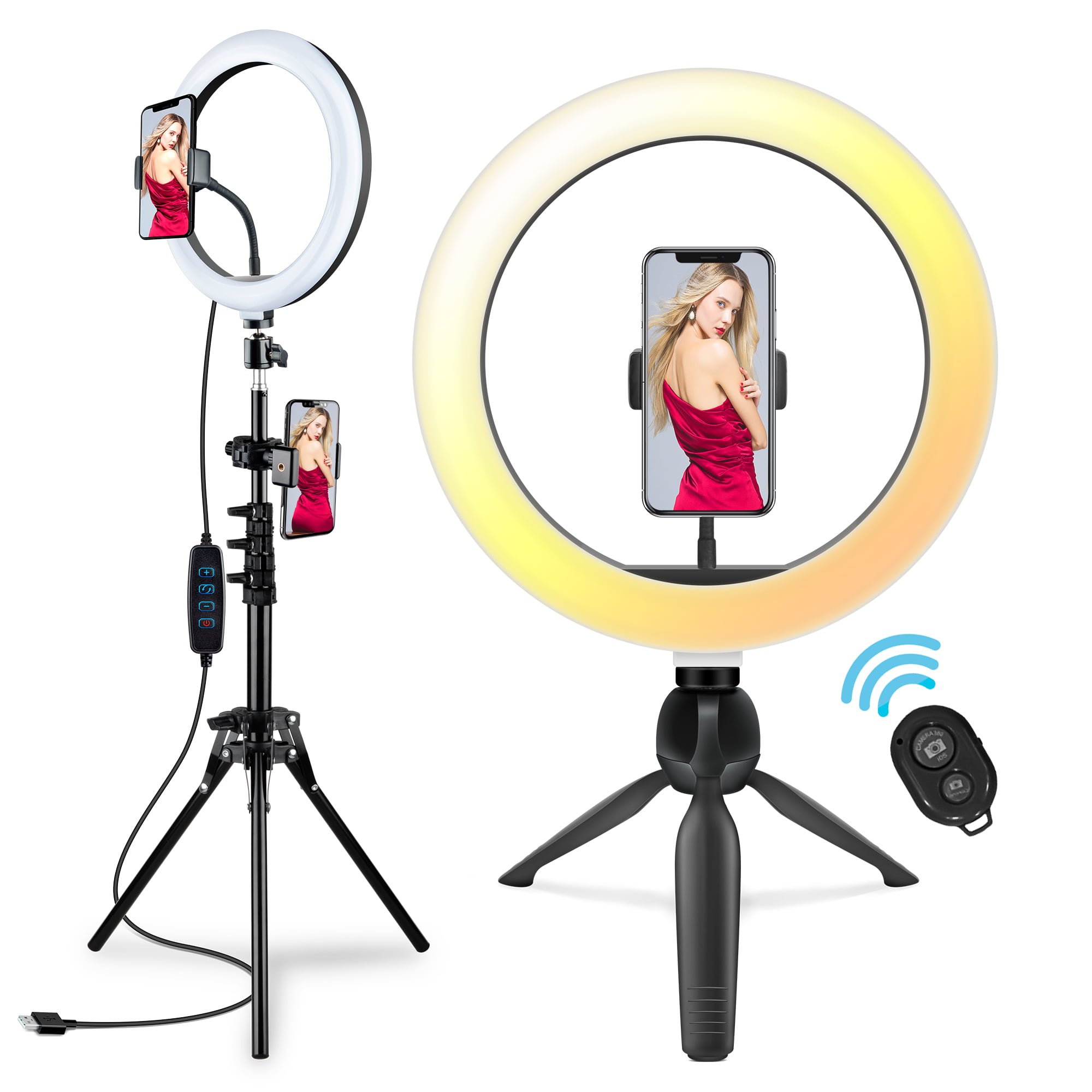 Upgraded Dimmable LED Ringlight for Tiktok/YouTube/Zoom/Photography Pink-RGB Compatible with iPhone & Android 12 RGB Ring Light 44 Adjustable Tripod Stand & Phone Holder for Live Stream/Makeup 