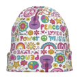 thumbnail image 7 of Xecao Peace Love and Dove Flower Power Print Beanie Knitted Hat for Men Women, Winter Fashion Knit Cuffed Caps Unisex, 7 of 7