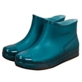 thumbnail image 4 of pwidon Waterproof Rain Boots Women Slip On Short Ankle Slip Resistant Flat Sole Embossed Detail Rubber Casual Wet Weather Women Rain Footwear Green 40, 4 of 6