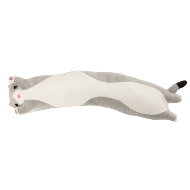 Juguete de gato de dibujos animados para bebé, almohada de peluche suave y larga, adorable animal de peluche para niños, gris, 90 cm/35,43 pulgadas