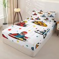 thumbnail image 2 of Manfei Cute Race Car Zipper Twin Comforter Sets with Fitted Sheet and 2 Pillowcases,Kawaii Stars Zipper Bedding Set,White,Polkadot Reversible,4pcs, 2 of 8