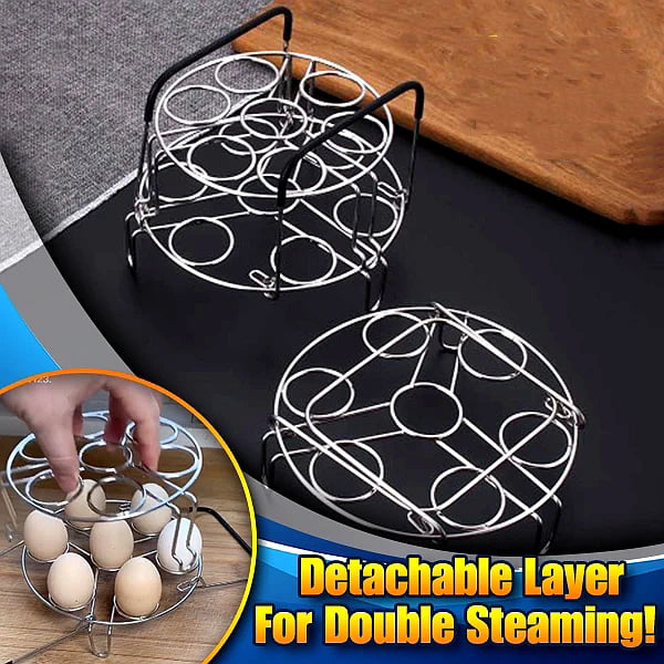 EIMELI Double-layer Foldable Stackable Egg Steamer Rack Trivet with Heat  Resistant Handles Compatible for Instant Pot,Pressure Eggs Multipurpose  Stainless Steel Cooking Steaming Rack (14 Egg Rack) 