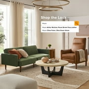 Mopio Arthur Recliner Chair with 3 Positions, 2-Tone PU Leather Accent Chair, Mid Century Modern Reading Chair, High Back Padded Support Comfy Sleeper Armchair, Nursery Chair for Living Room, Bedroom