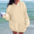 thumbnail image 2 of JGNGSHN Womens Hoodies Long Sleeve Solid Color Hooded Pullover Drawstring Pockets Sweatshirts Fashion Fall Tops, 2 of 6