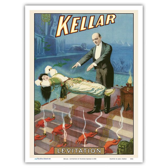 Kellar - Levitation of Princess Karnac - Vintage Magic Poster c.1900 - Master Art Print (Unframed) 9in x 12in