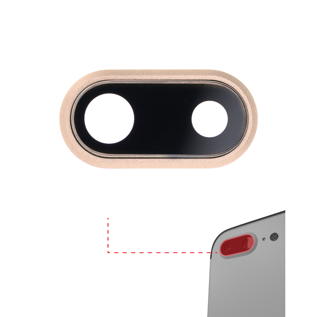 Objectif de Caméra Arrière de Remplacement avec Support et Lunette Compatible pour iPhone 8 Plus (or) (10 Pack)