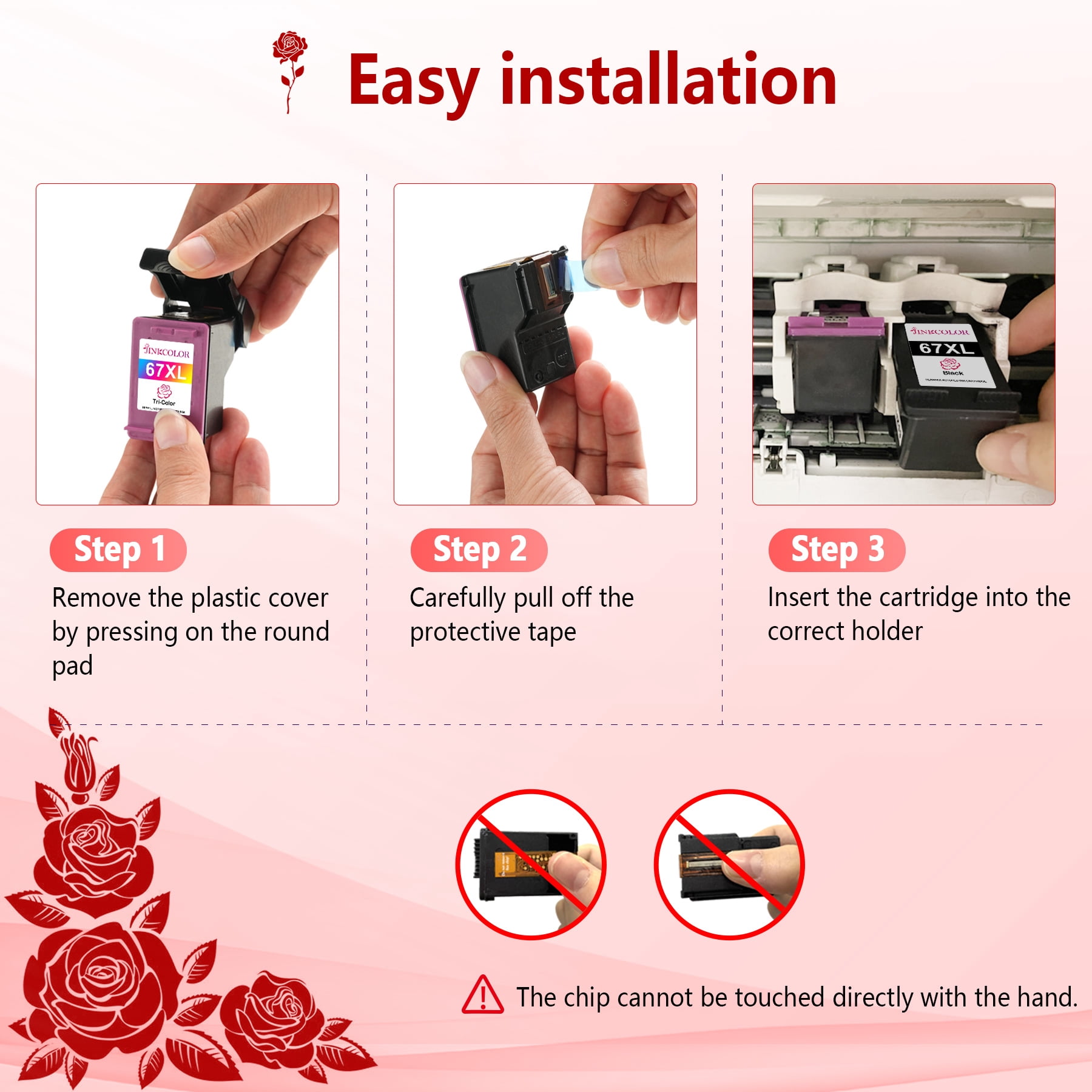 67XL Ink Cartridges Compatible for 67 XL Ink 67 Printer Ink 67 Fit for DeskJet 2700e 2700 2855e 2755e 2755 4155e 4255e for Envy 6000 6055e Printer
