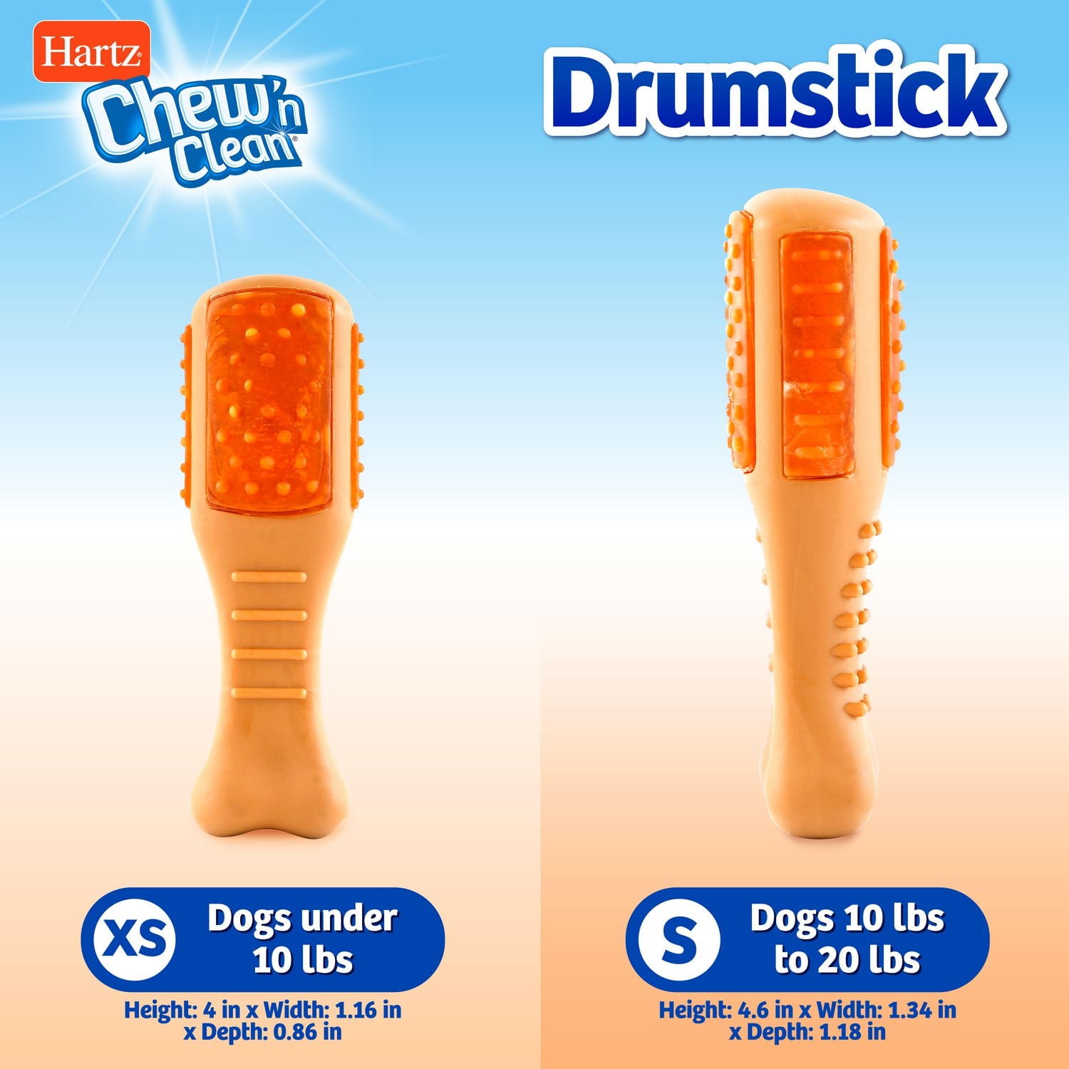 Hartz Chew & Clean Chicken Drumstick Extra Small Dog Toy, Flavoured embedded Treats