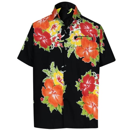 Floral Silk Camp Shirt - Hawaiian Shirt Mens Beach Aloha Camp Party Holiday Short Sleeve Pocket Hibiscus Floral Print I