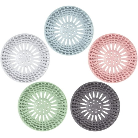 

Shower Drain Cover Silicone Hair Drain Plug for Kitchen Bathroom Bathtub Easy to Clean 5 Pieces