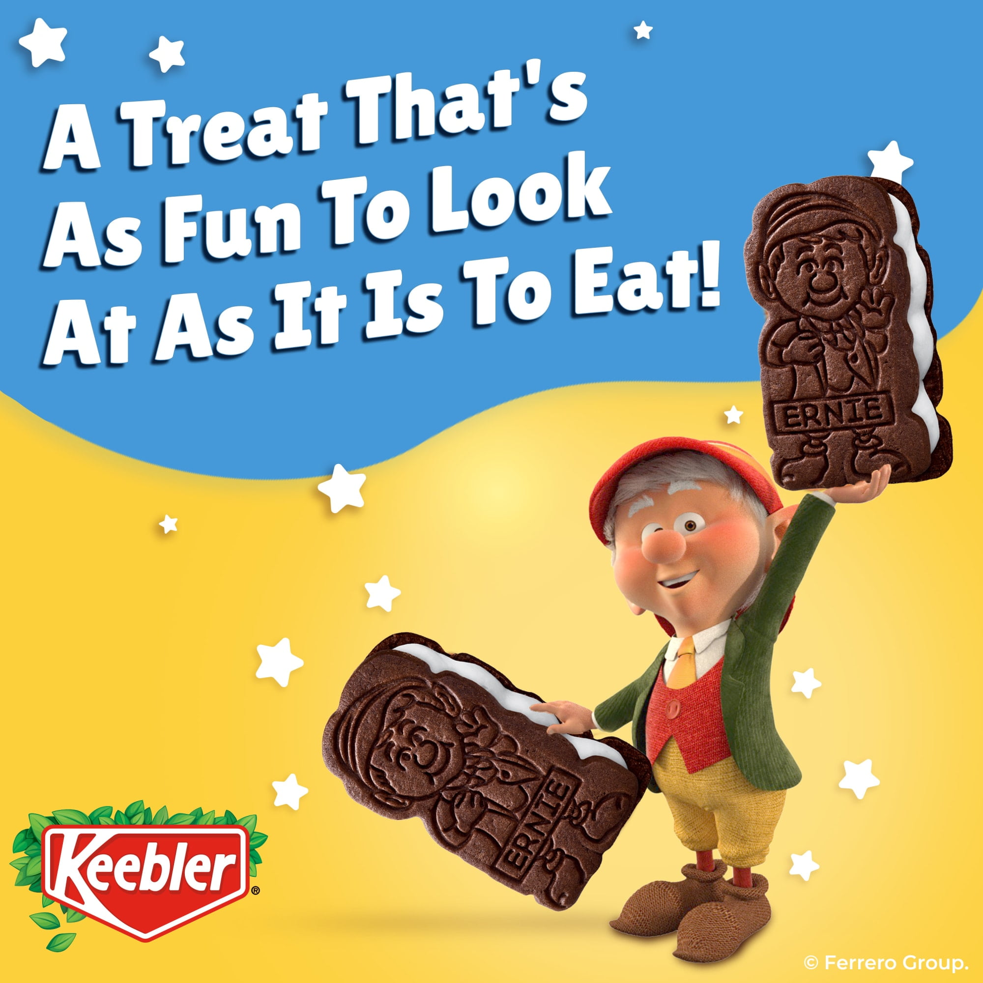 (12 pack) Keebler E.L. Fudge Elfwich Cookies, chocolate-y and vanilla flavor Sandwich Cookies, Fun Shaped Treat, 10.8 oz Pack