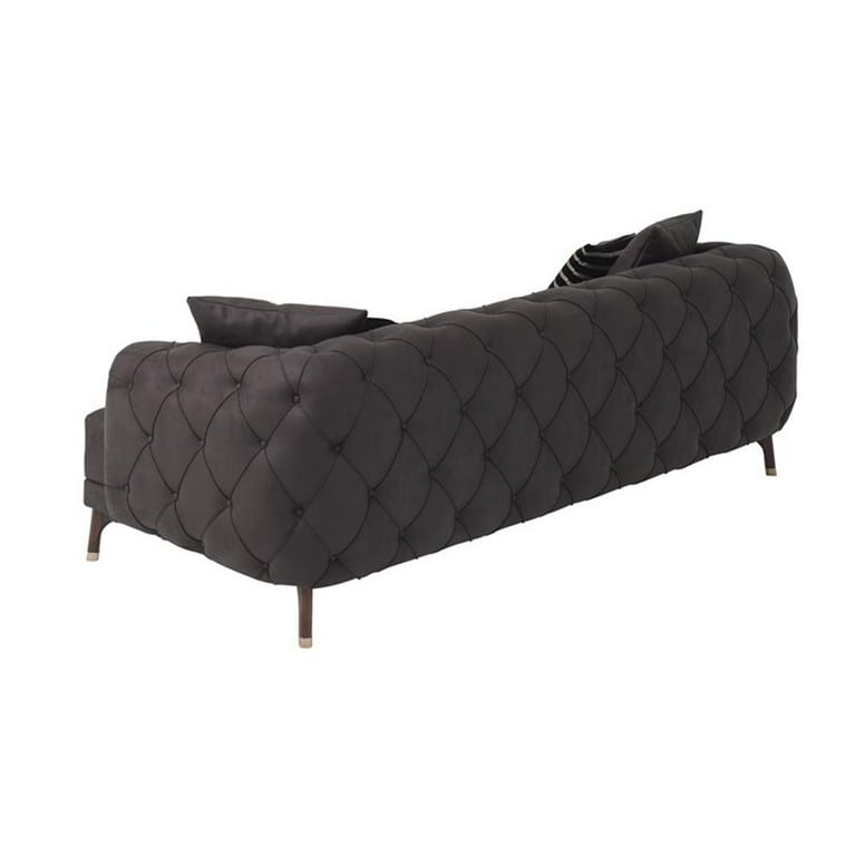 Enza Home Navona 3-Seater Fabric & Wood Sofa Bed in Dark Brown