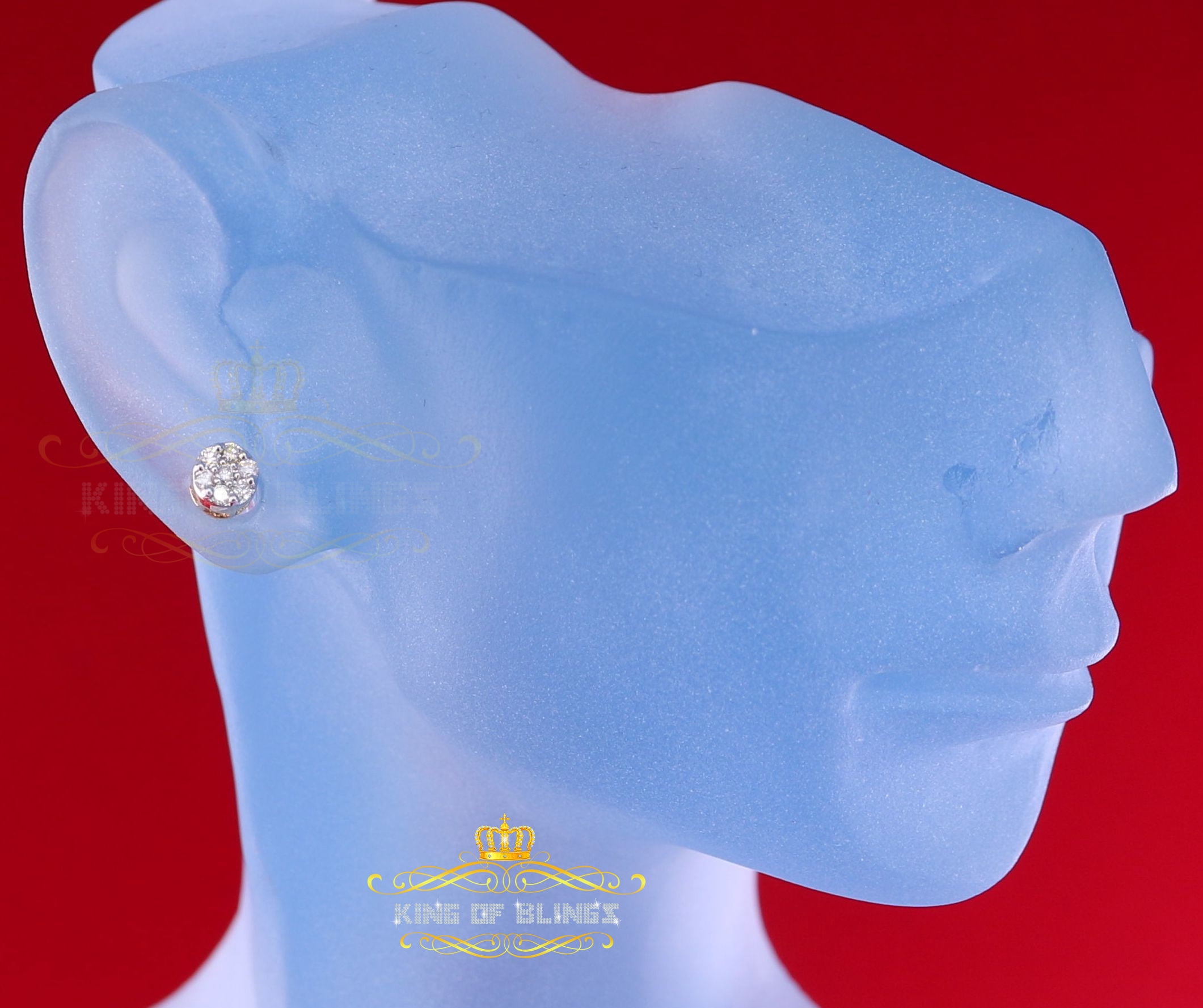 King of Bling's 10K Real Yellow Gold Real Diamond 0.25CT Men's/Women's Stud Round Earring