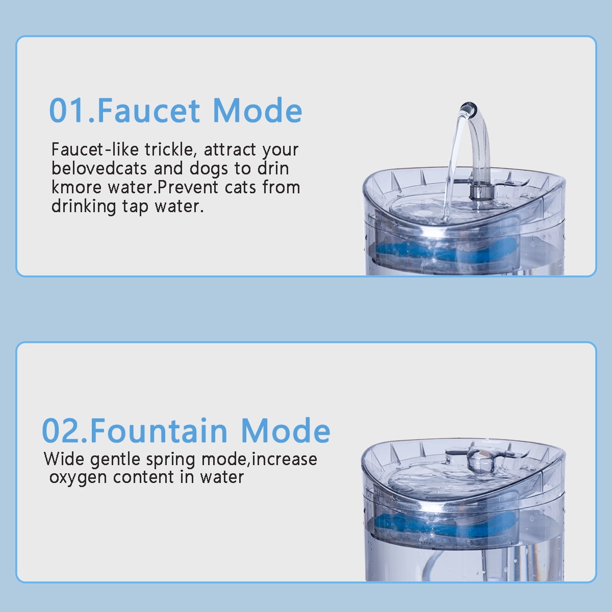 Petavista 2L/70oz Cat Water Fountain for Drinking Automatic Pet Water Dispenser for Cats, Small Dogs