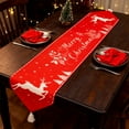 thumbnail image 4 of AuroraX Classic Red Christmas Table Runner 72 Inches Long Christmas Reindeer Table Runner with Tassel Pointed Ends Xmas Winter Dining Merry Bohemian Table Runner Decor for Home Party, 4 of 6