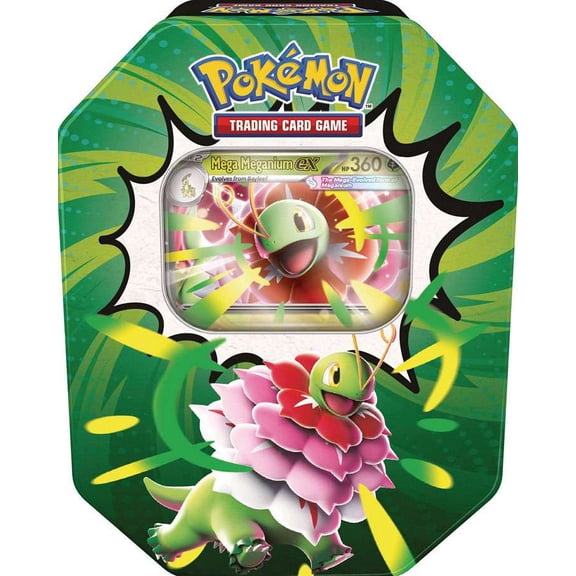 Pokemon Mega Evolution Ascended Heroes Mega Meganium ex Tin [4 Booster Packs & 1 Foil Promo Card]