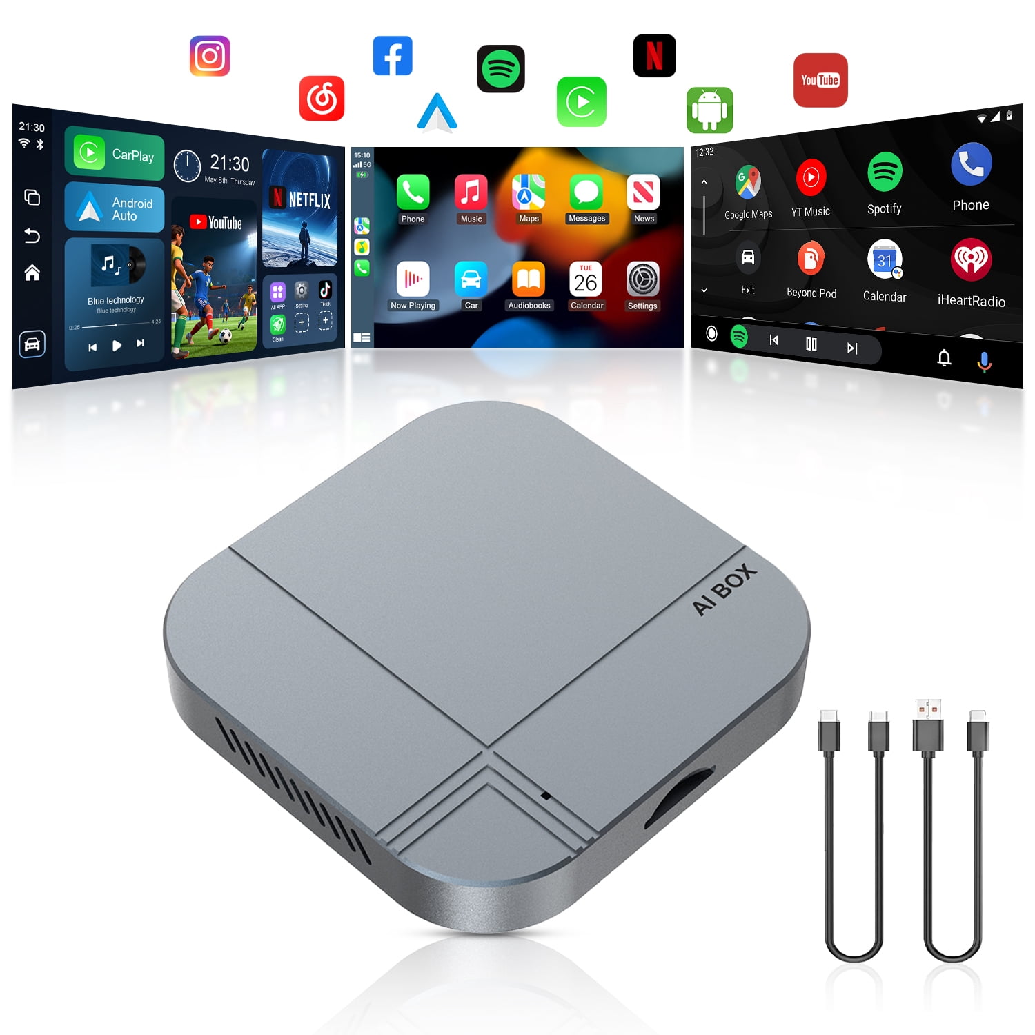 Carlinkit Tbox Lites Upgraded AI Box, 4 in 1 Wireless
