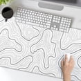 thumbnail image 6 of White Topographic Contour Gaming Mouse Pad XL Geographic Map Lines Minimalist Extended Large Mat Mousepad Desk Pad Non-Slip Rubber Base Stitched Edge Long Keyboard Pad for Computer,31.5×11.8 Inch, 6 of 14
