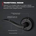thumbnail image 4 of Kwikset Sedona Manija de puerta simulada Palanca de un solo lado para armarios Puertas dobles francesas y despensa Negro mate Palanca interior de empujar/tirar para zurdos que no gira con protección M, 4 of 5
