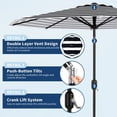 thumbnail image 2 of 10FT Outdoor Patio Umbrella with 8 Sturdy Ribs, Crank Lift and Push Button Tilt, UV Protection Waterproof Market Table Umbrella for Pool Deck Yard, Black & White Stripes (Base NOT Included), 2 of 6