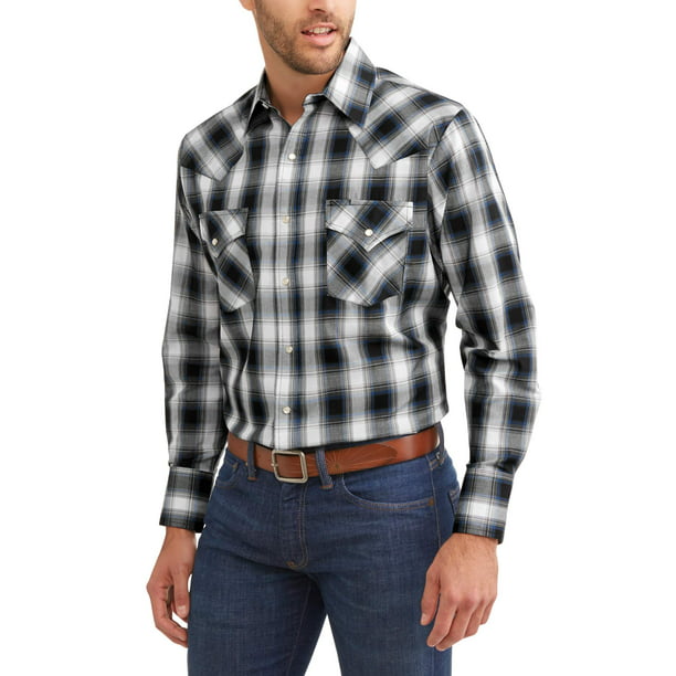 Plains Western Wear - Big and Tall Mens Long Sleeve Plaid Western Shirt ...