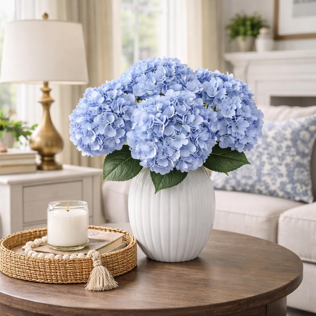 Front Porch Hydrangeas, 17.7in Artificial Flowers for Outdoor UV-Resistant Garden Decor