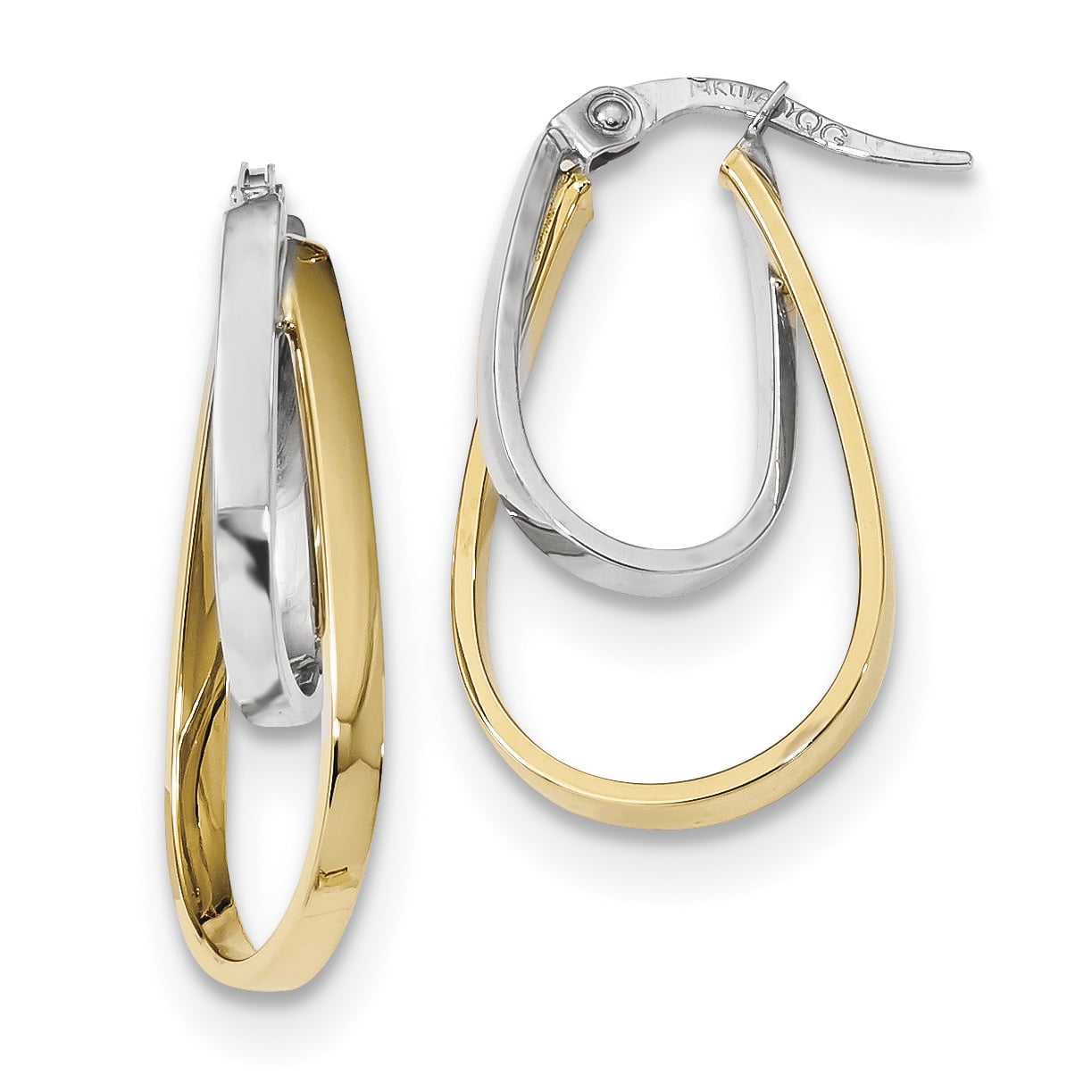 Black Bow Jewelry Double Oval Hoops with a Loop in 14k Two-tone Gold Black Bow Jewelry Double Oval Hoops with a Loop in 14k Two-tone Gold