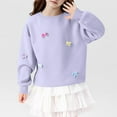 thumbnail image 4 of Miluxas Girl's Sweatshirt - Graphic Bow Print Crewneck Drop Shoulder Pullover Tops Purple 4-5 Years, 4 of 5