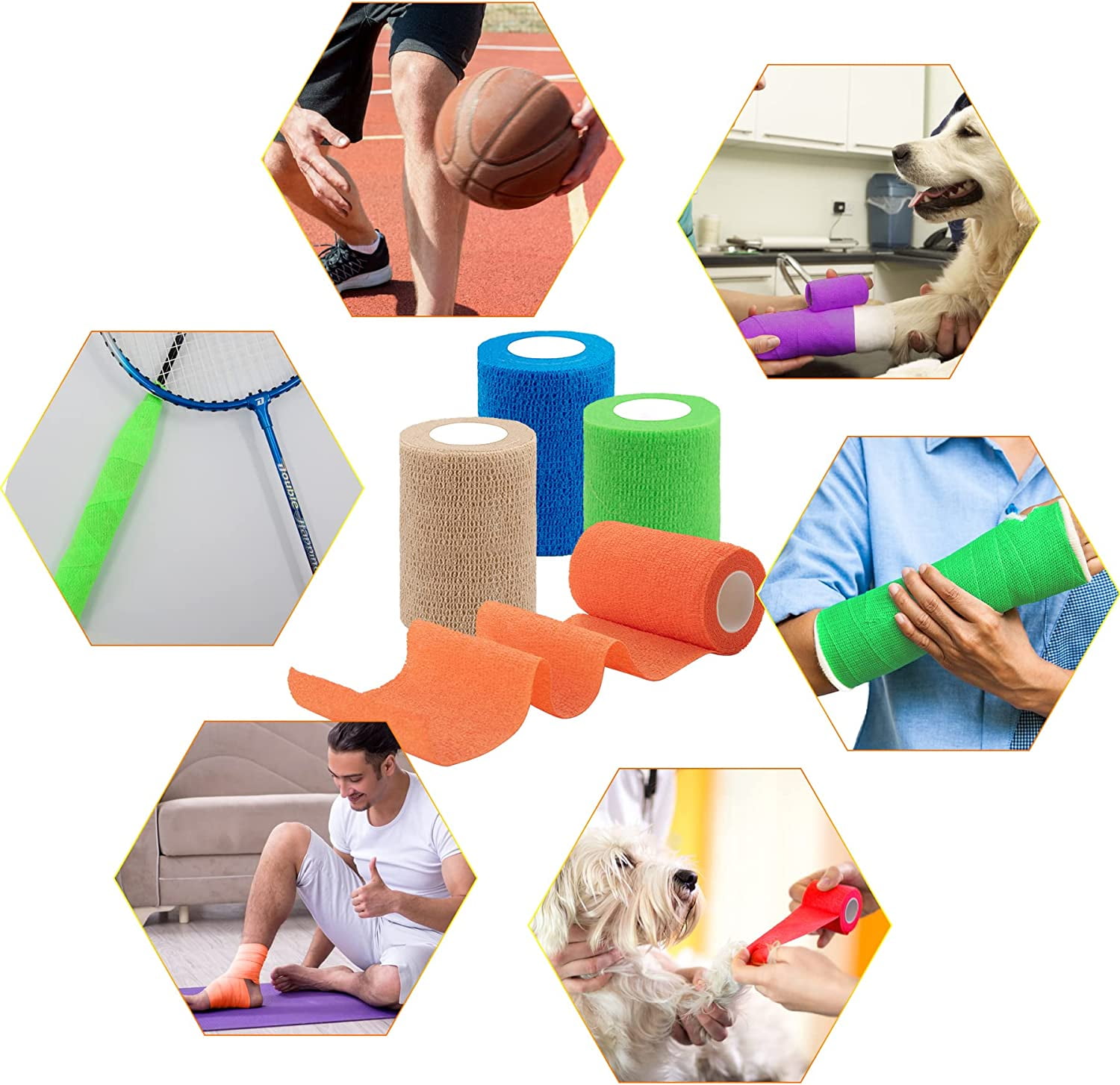40 Rolls Self Adherent Wrap 2 Inch Self Adhesive Bandages Wrap Tape Stretch Bandage Self Stick Bandage Wraps for Wrist Ankle Swelling Sprains(20 Colors)