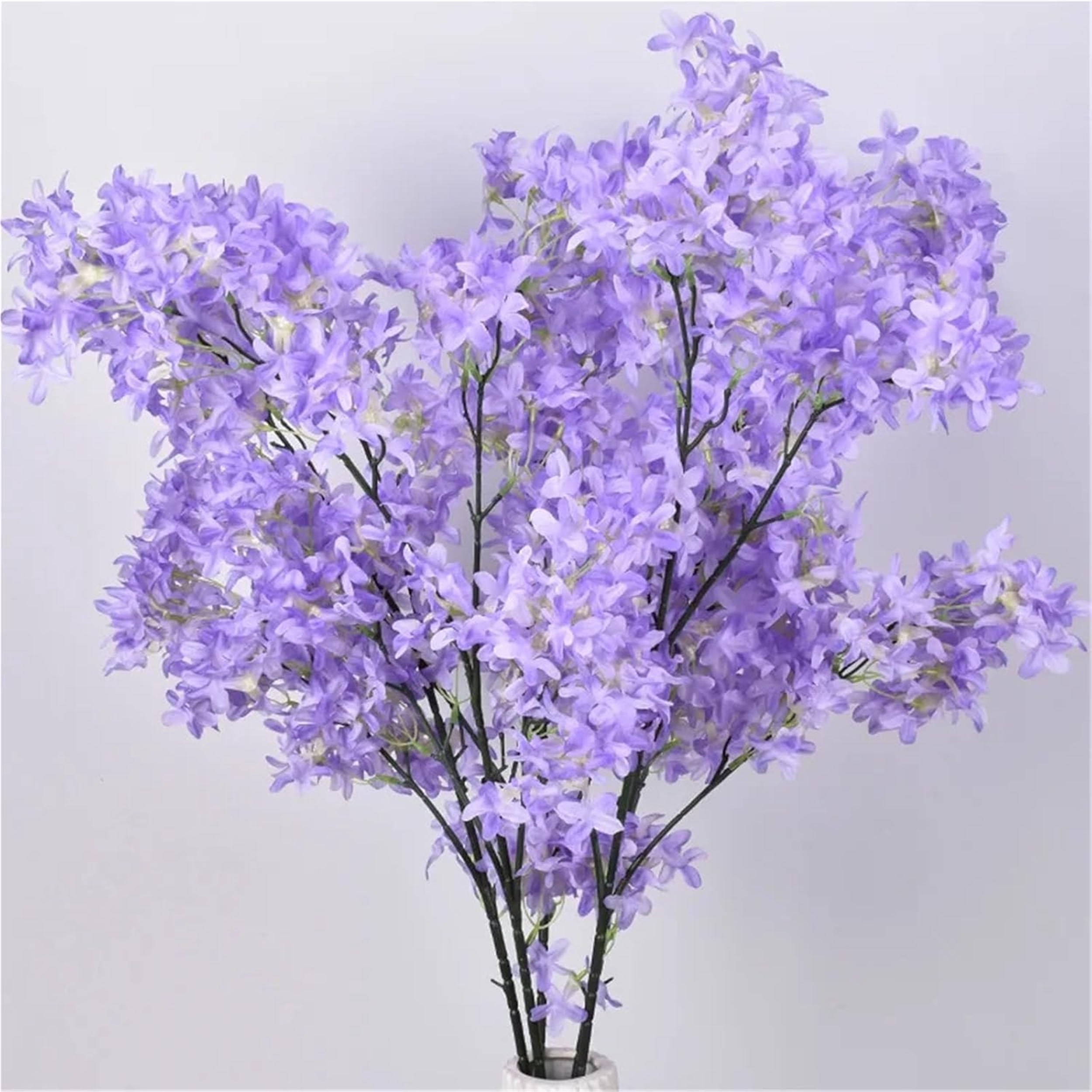 Topboutique Artificial Lilac Flowers Silk Purple Lilac Fake Flowers Stems Faux Cherry Flowers 38 inch Tall Stems Flower Arrangement for Wedding Party Home Decor, 3 Pcs Purple